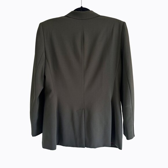 Vintage Lauren Ralph Lauren Blazer Jacket Sz 10P Olive Worsted Wool Equestrian - Picture 2 of 8